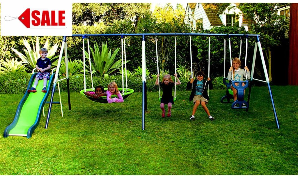 Image of The Skroutz Metal Swing Set with Slide under 500$