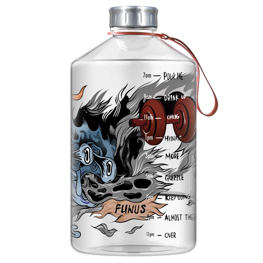 Picture of FUNUS 1 Gallon Water Bottle with Straw and Time Marker