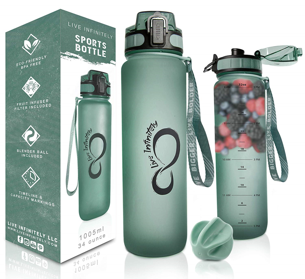 Image of Live Infinitely 34oz Sports Bottle with Time Markings