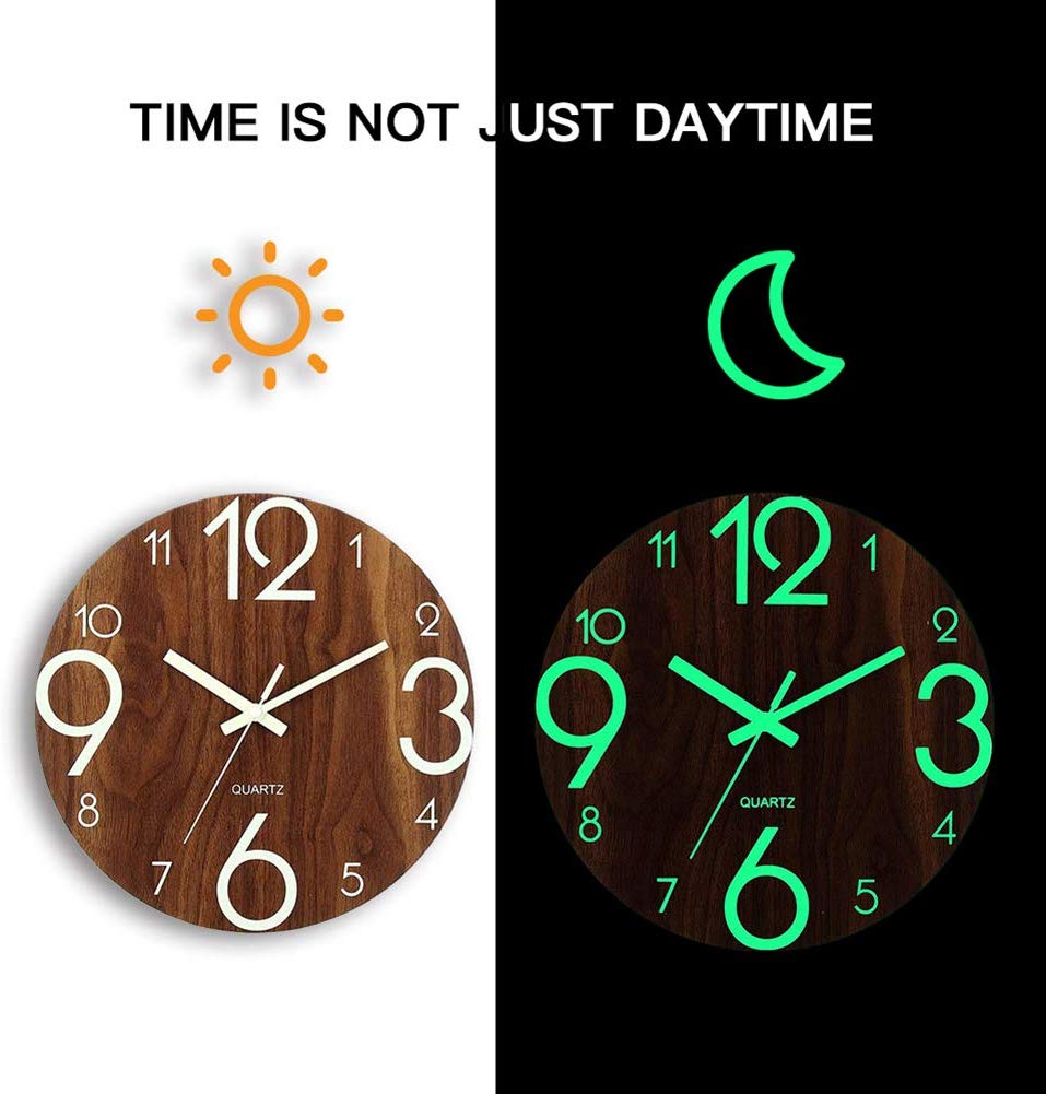 Image of Luminous Glowing Wooden Wall Clock by Framy