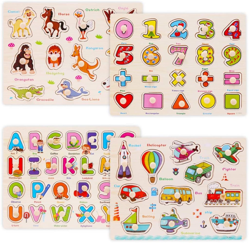 Photo of Four Set Wooden Peg Puzzles from Wood City