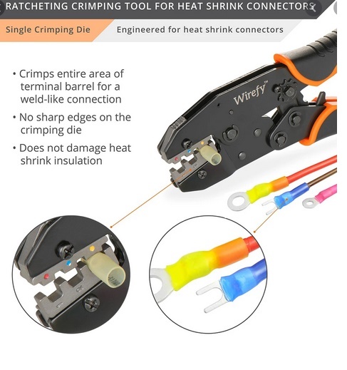 Image of Ratcheting Heat Shrink Connectors Crimper - Ratchet Terminal Crimper - Wire Crimp Tool
