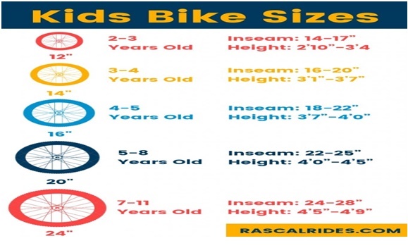 Image of wheel size base on age