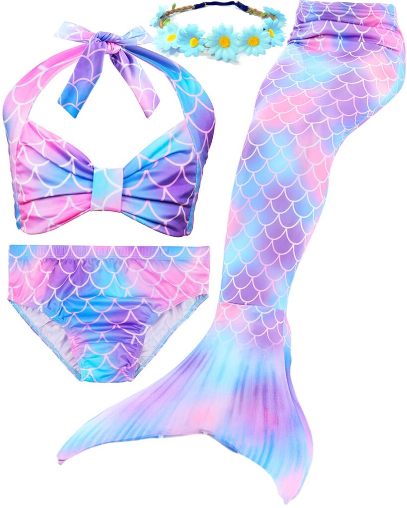 Picture of Garlagy 3 Pcs Girls Swimsuit Mermaid Costume