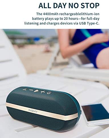 Picture of INSMY Portable Bluetooth Loud Stereo Sound Rich Bass Speakers