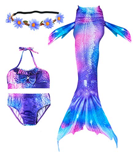 Picture of Newland 4 Pcs Girls Swimsuit with Mermaid Tails