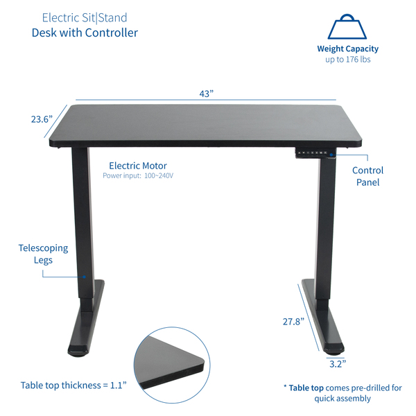 Picture of VIVO Electric 43 x 24 inch Standing desk, White Table Top