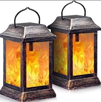 Image of TomCare Solar Metal Flickering Flame Path Solar Lantern